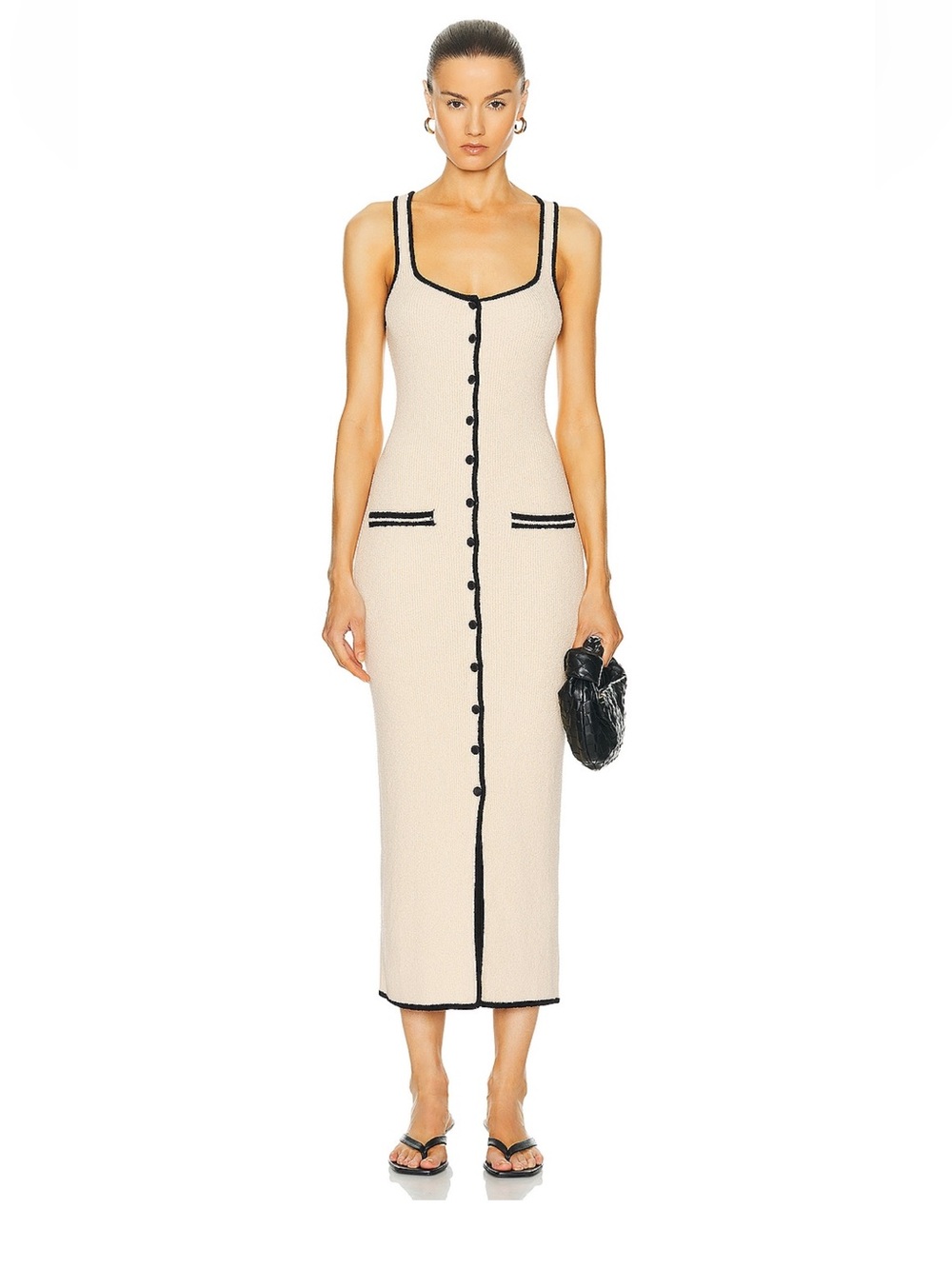 L’Academie - Havilah Midi Dress in Beige/Black - Size M
